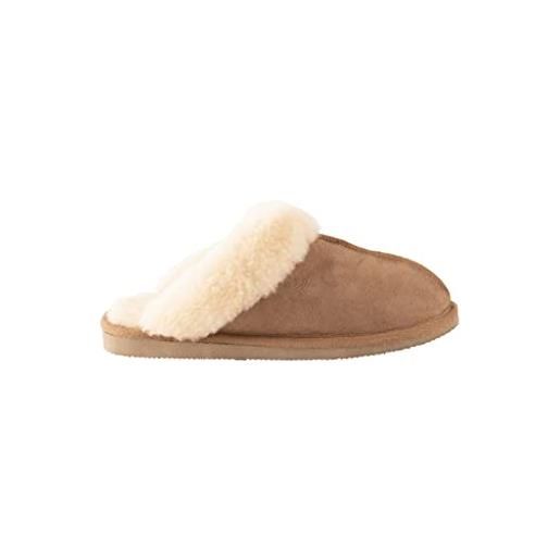 Shepherd of sweden - pantofole di montone jessica - ciabatte - donna - 100% vero montone - slip-on - comode - morbide e calde - nocciola - taglia 36