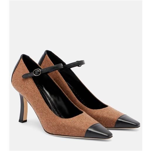Manolo Blahnik pumps semele 90 in tweed con finiture in pelle