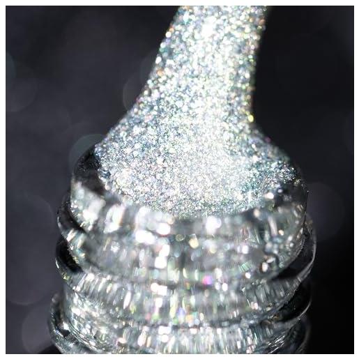 BURANO smalti semipermanenti unghie in gel，7.3ml uv led riflettente glitterato smalto semipermanente per unghie, soak-off olografico nail art gel unghie (gray jl2)
