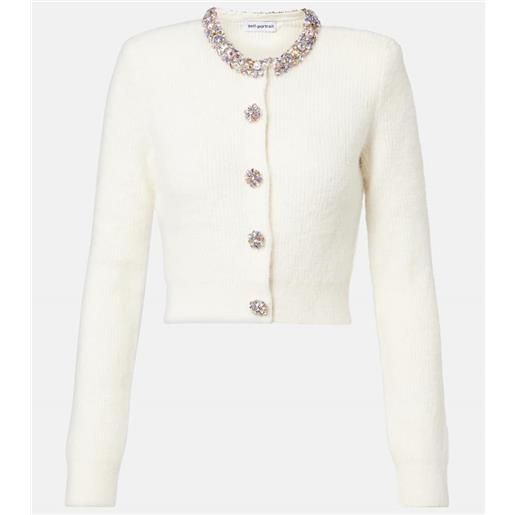 Self-Portrait cardigan in maglia a coste con decorazioni