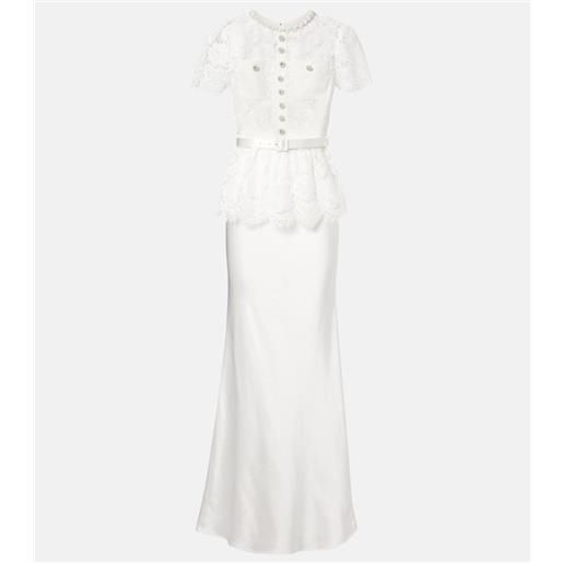 Self-Portrait abito da sposa in raso di pizzo con decorazioni