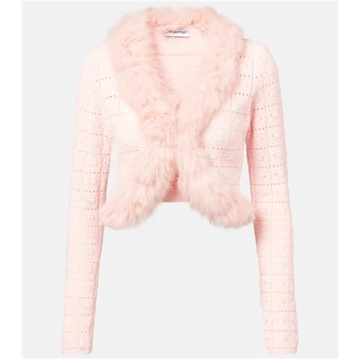 Self-Portrait cardigan in maglia con pelliccia sintetica