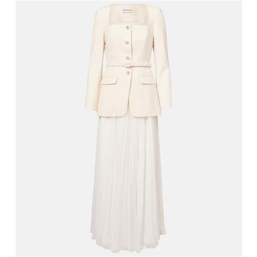 Self-Portrait abito lungo in chiffon con cintura