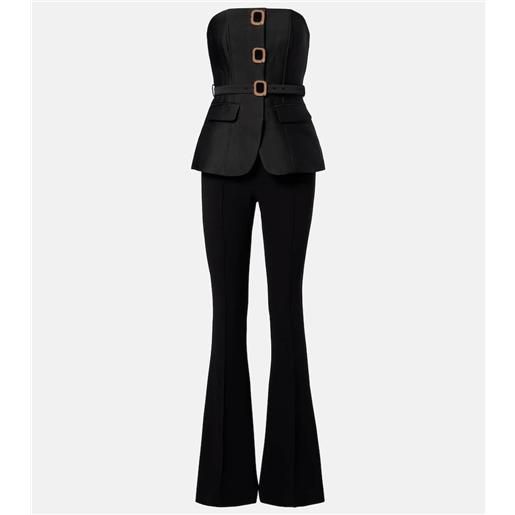 Self-Portrait jumpsuit senza spalline in taffetã con decorazioni