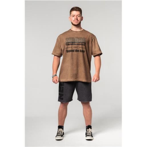 NEBBIA washed-off oversized t-shirt heritage man light brown xxl