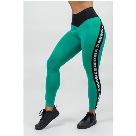 NEBBIA high waisted side stripe leggings iconic woman green l