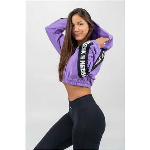 NEBBIA cropped zip-up hoodie iconic donna lilla l