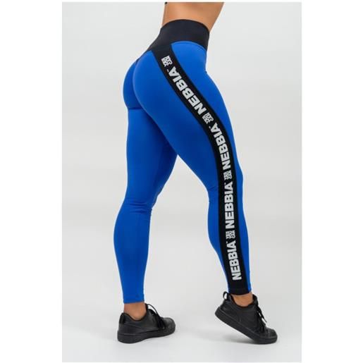NEBBIA high waisted side stripe leggings iconic woman blue l