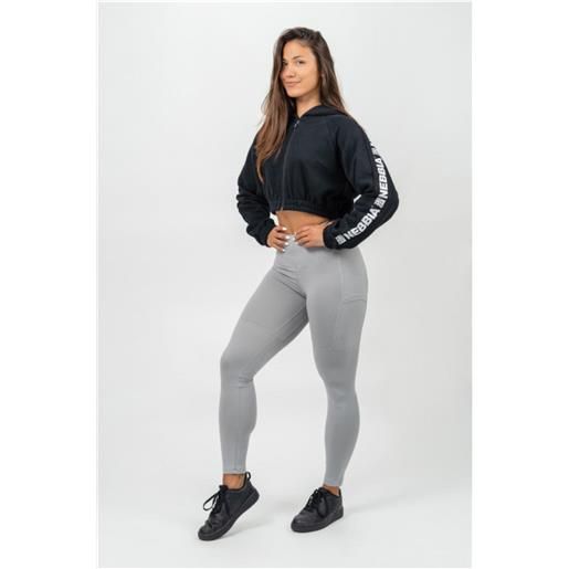 NEBBIA cropped zip-up hoodie iconic woman nero l
