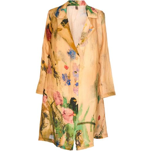 YAVI giacca con stampa a fiori e bottoni - giallo