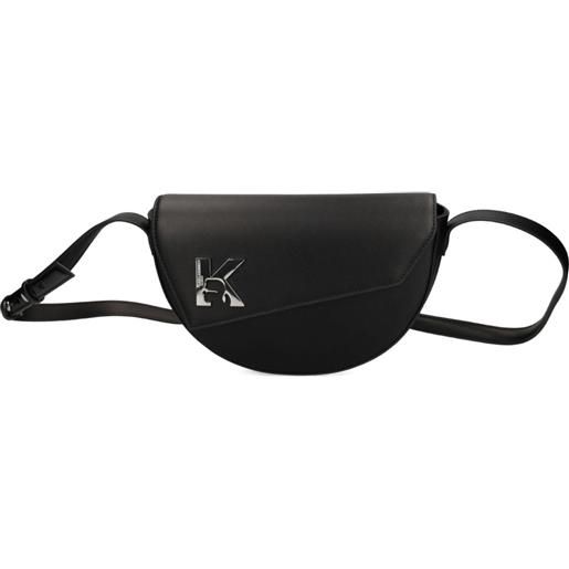 Karl Lagerfeld Jeans borsa a mezza luna con placca logo - nero