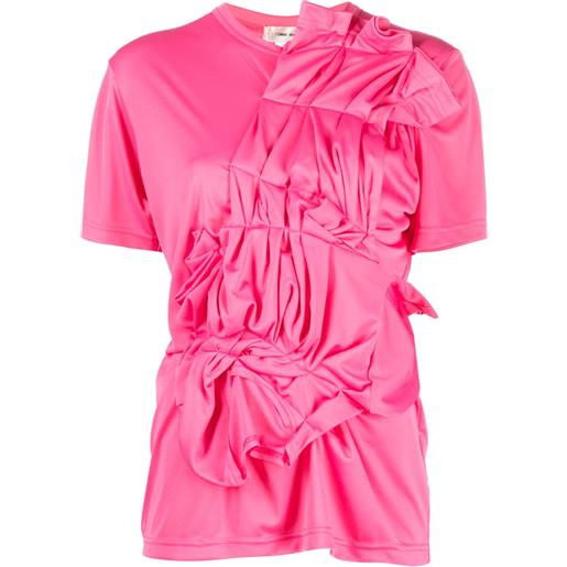 Comme Des Garçons ruched-detailing jersey t-shirt - rosa