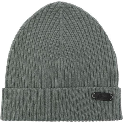 Brioni berretto a coste con applicazione - verde