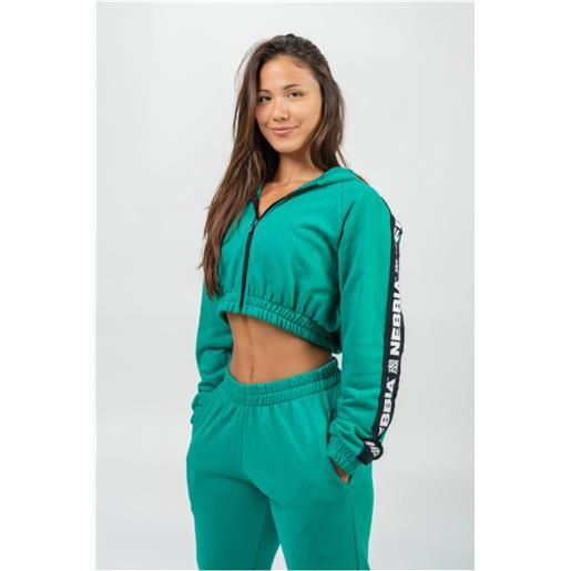 NEBBIA cropped zip-up hoodie iconic donna verde s