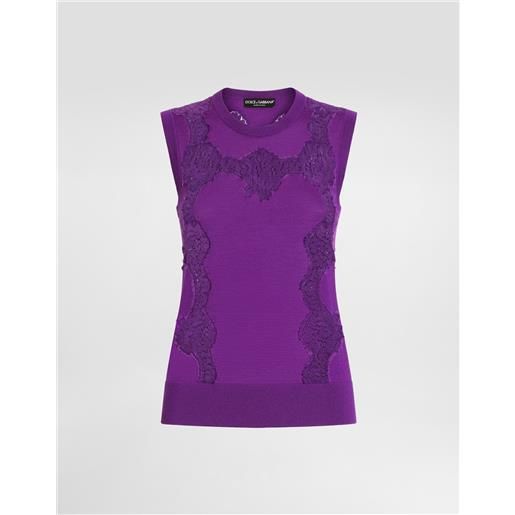 Dolce & Gabbana canotta in lana e pizzo