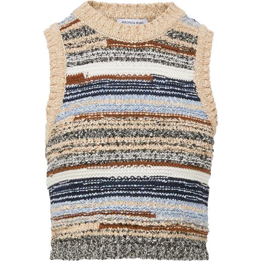 Veronica Beard maglione smanicato a righe - toni neutri