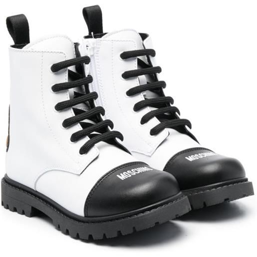 Moschino Kids anfibi con applicazione teddy - nero