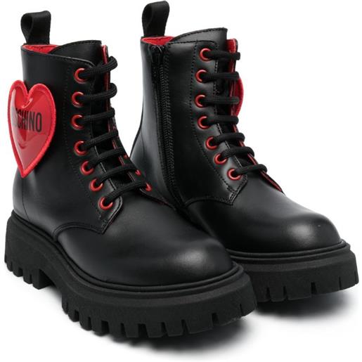 Moschino Kids anfibi con applicazione - nero