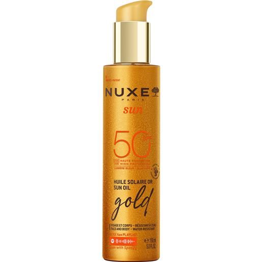 Nuxe sun olio illuminante con glitter per abbronzatura viso e corpo spf50