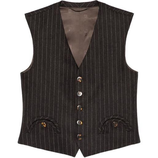 Blazé Milano gilet gessato con bottoni - marrone