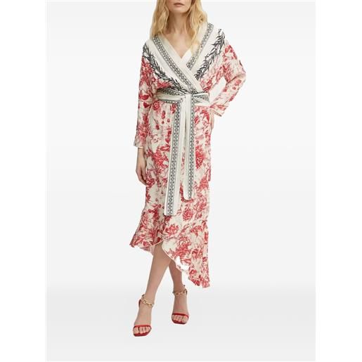 SIMONA CORSELLINI abito a portafoglio con motivo a fiori - bianco