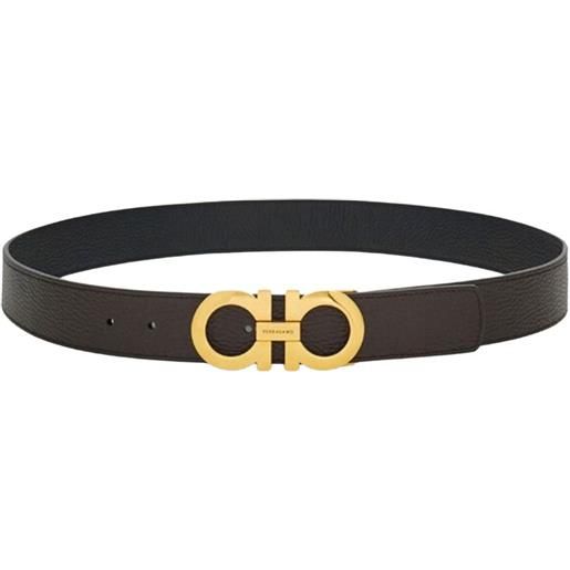 Ferragamo cintura gancini in pelle - marrone