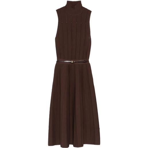 Elisabetta Franchi abito lungo a collo alto - marrone