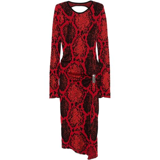 The Attico abito midi con stampa pelle di serpente - rosso