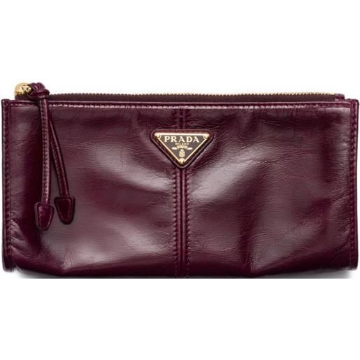 Prada portafoglio in pelle con placca logo grande - rosso