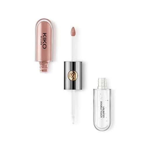 Kiko milano unlimited double touch 102, rossetto liquido in 2 step, finish luminoso. Tenuta fino a 12 ore. Base colorata no transfer
