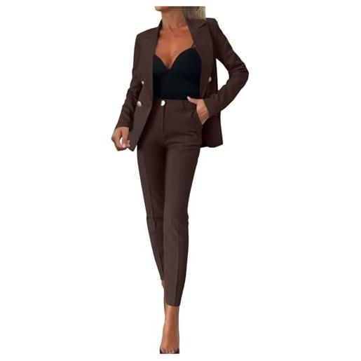 HAOLEI tailleur donna eleganti in 2 pezzi pantaloni e giacca da cerimonia curvy blazer offerte lampo blazer a maniche lunghe tuta elastici in vita set di abiti in tinta unita pantalone giacche due pezzi suit