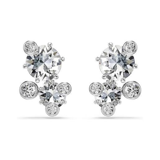 Swarovski orecchini a lobo constella, taglio round, bianchi, placcato rodio