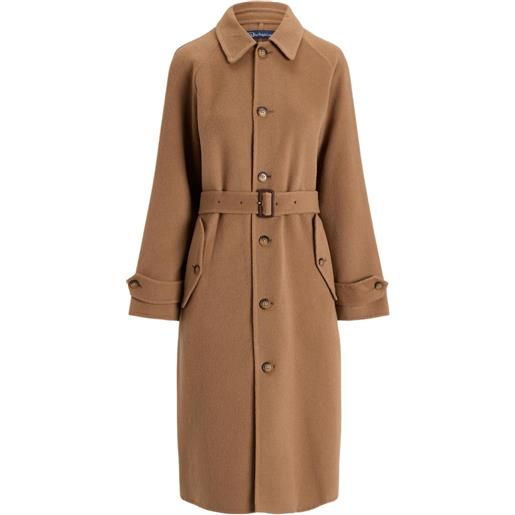 Polo Ralph Lauren cappotto in lana e cashmere con cintura e bottoni - marrone