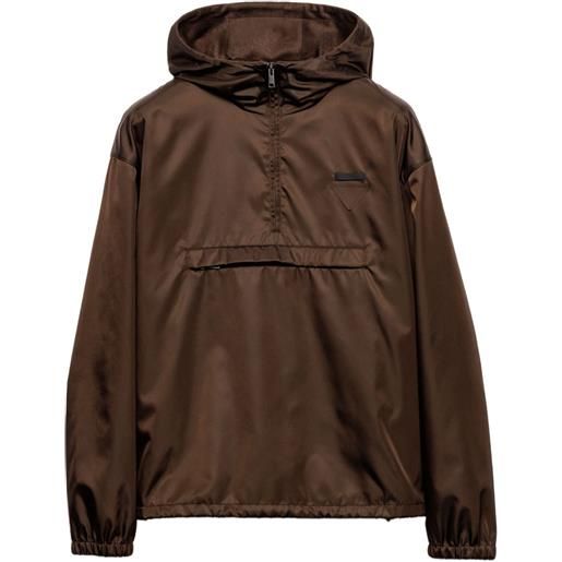 Prada giacca re-nylon con cappuccio - marrone