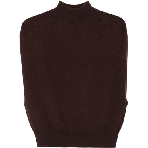 Semicouture top maglia verity smanicato a collo alto - marrone
