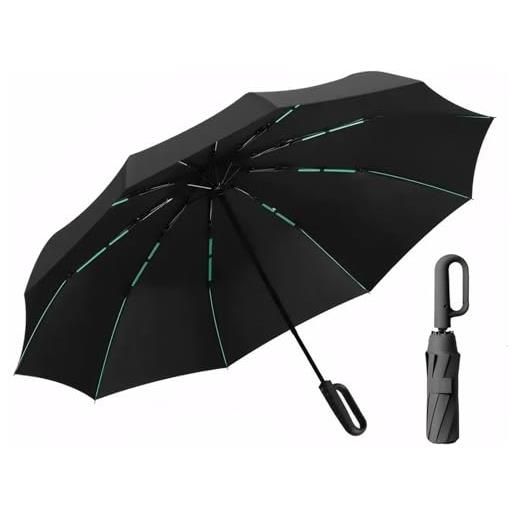 Meichoon ombrello da viaggio portatile di grandi dimensioni per 2-3 persone pieghevole intelligente design con gancio girevole nanotech impermeabile antivento leggero elegante durevole alla moda per