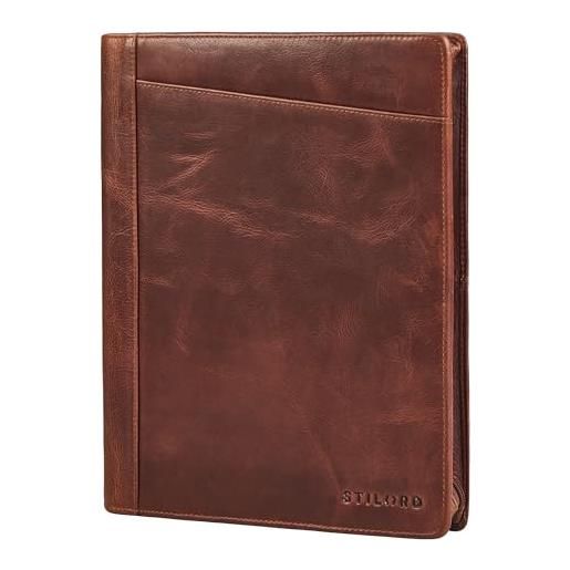 STILORD 'marek' a4 cartella portadocumenti pelle vintage porta documenti in pelle vera con cerniera uomo e donne per tablet 13-13,6 pollici per lavoro affari viaggi, colore: kara - cognac
