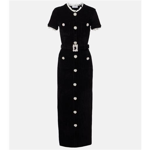 Self-Portrait abito midi in ciniglia con cristalli