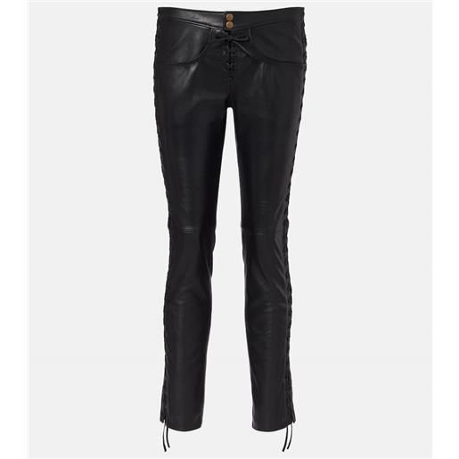 Isabel Marant pantaloni cyerra in pelle a vita bassa