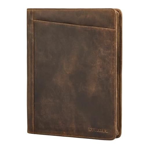 STILORD 'marek' a4 cartella portadocumenti pelle vintage porta documenti in pelle vera con cerniera uomo e donne per tablet 13-13,6 pollici per lavoro affari viaggi, colore: marrone medio