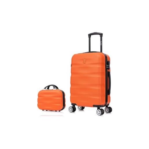 CELIMS - valigia bagaglio a mano con beauty case da viaggio 30cm arancione approvata da oltre 100 compagnie aeree | leggera e rigida | trolley bagaglio a mano 55x40x20 | bagaglio a mano