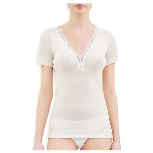 RAGNO maglia donna merino pura lana pesante mezza manica taglio seno 073098 aa45