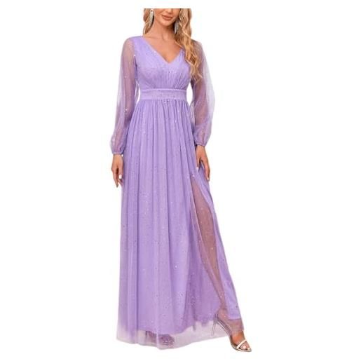 ORANDESIGNE abiti da sera paillettes donna elegante brillantini tulle chiffon vestito da cerimonia maxi abita da cocktail vestito da sera lungo abiti da damigella d'onore e viola xl