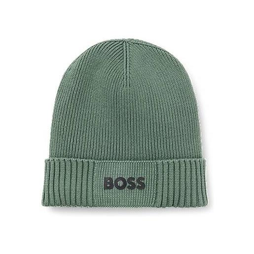 BOSS berretto in cotone e lana vergine con logo, calce