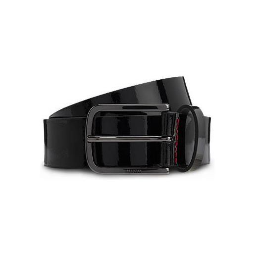 HUGO cintura realizzata in italia in pelle verniciata, nero