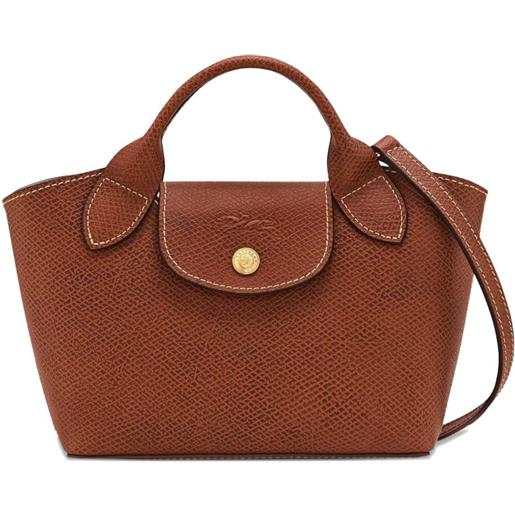 Longchamp borsa épure mini in pelle zigrinata - marrone