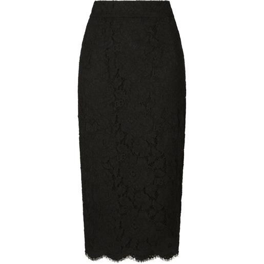Dolce & Gabbana gonna midi dna con orlo a smerlo - nero