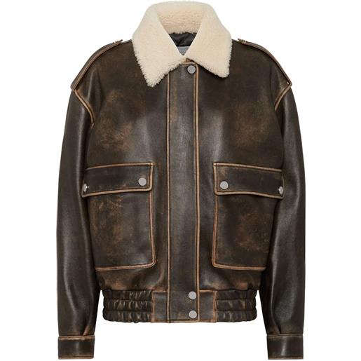 Philipp Plein bomber in pelle modello pilota - marrone