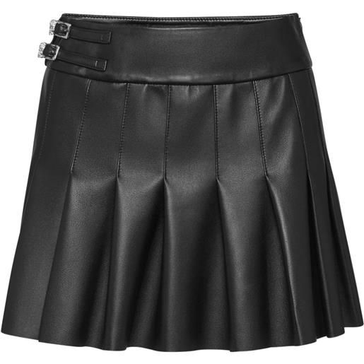 Philipp Plein minigonna plissettata in pelle - nero