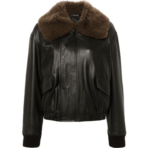 LEMAIRE giacca con collo in shearling - marrone